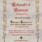 atelier enfant adulte calligraphie enluminure abbaye de Trizay vacances Toussaint 23 octobre 2019